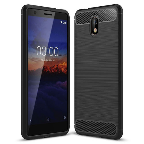 Flexi Slim Carbon Fibre Case for Nokia 3.1 - Brushed Black